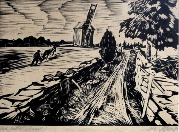 LARETEI, Heldur Eesti Kunst Graafika Linool Talumotiiv Eesti klassikud