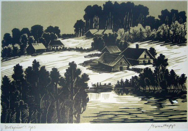 LEPP, Esko Eesti Kunst Graafika Linool Loodus Eesti kunst