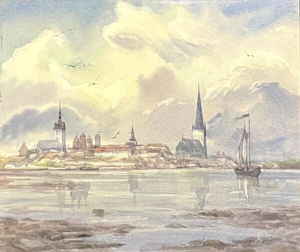 TRIBOI, Anatoli Eesti Kunst Akvarell Akvarell Linnavaade Eesti kunst