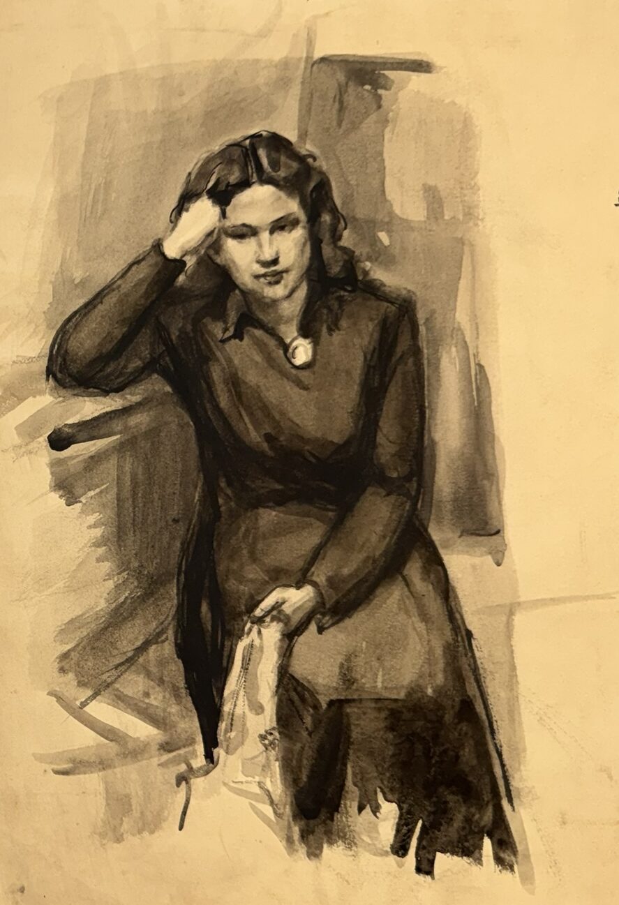 “Istuv naine musta kleidiga”, 1950