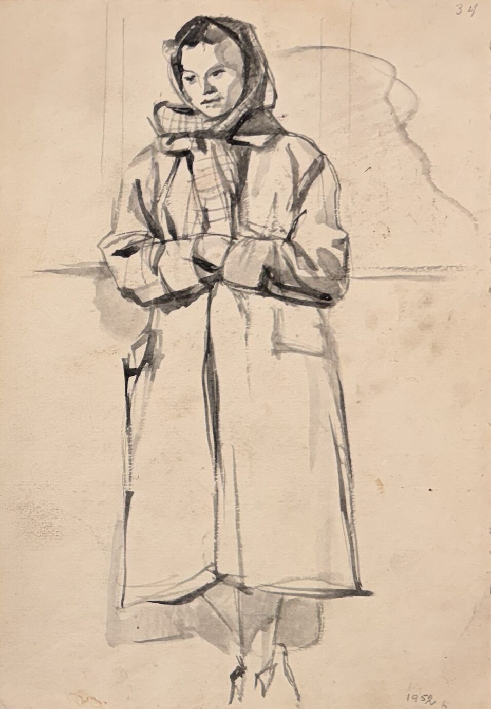 “Seisev naine mantliga”, 1952