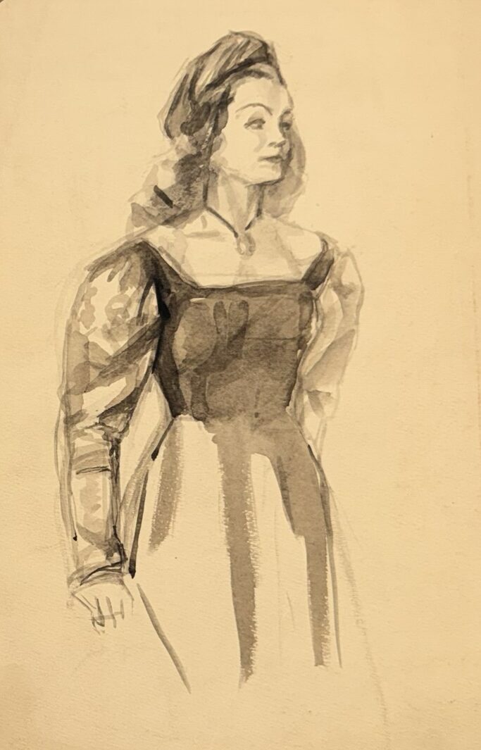 “Seisev naine rahvarõivais”, 1950